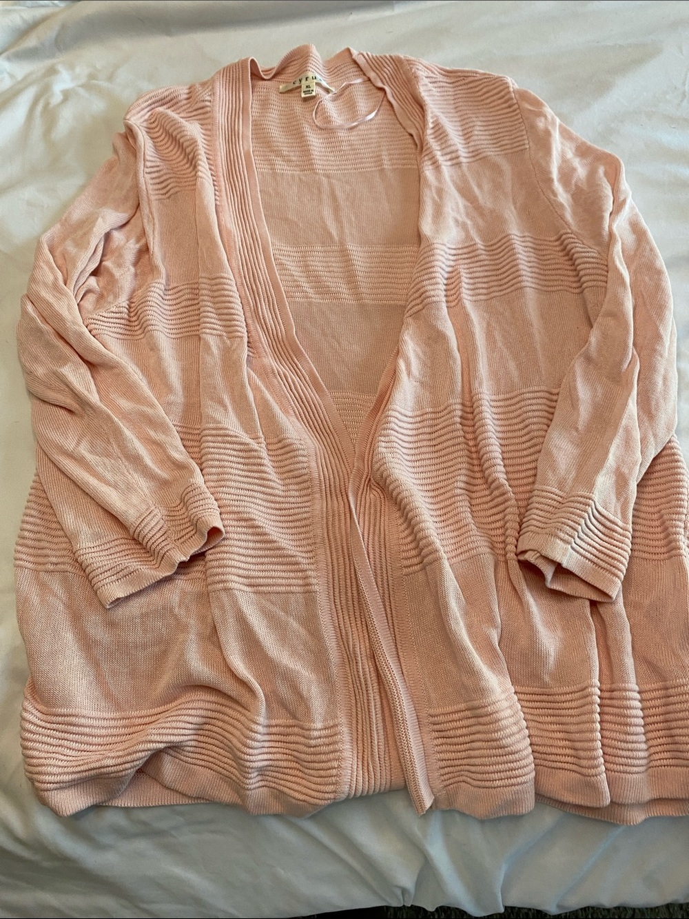 Cyrus Blush Pink Open-Front Ribbed Cardigan